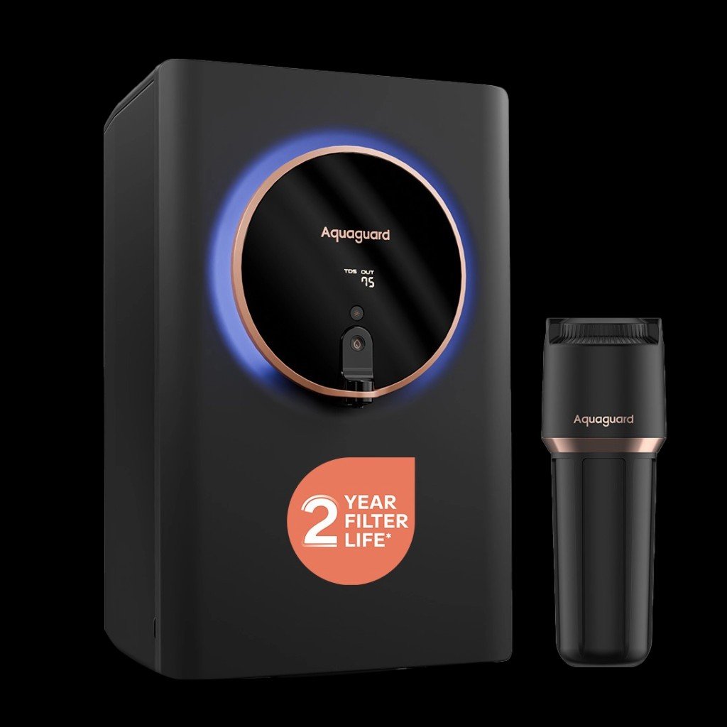 Aquaguard Aspire Halo 2X RO+UV+CU Alkaline Stainless Steel WQI Water Purifier | 2 Year Filter Life | With Mega Sediment Filter